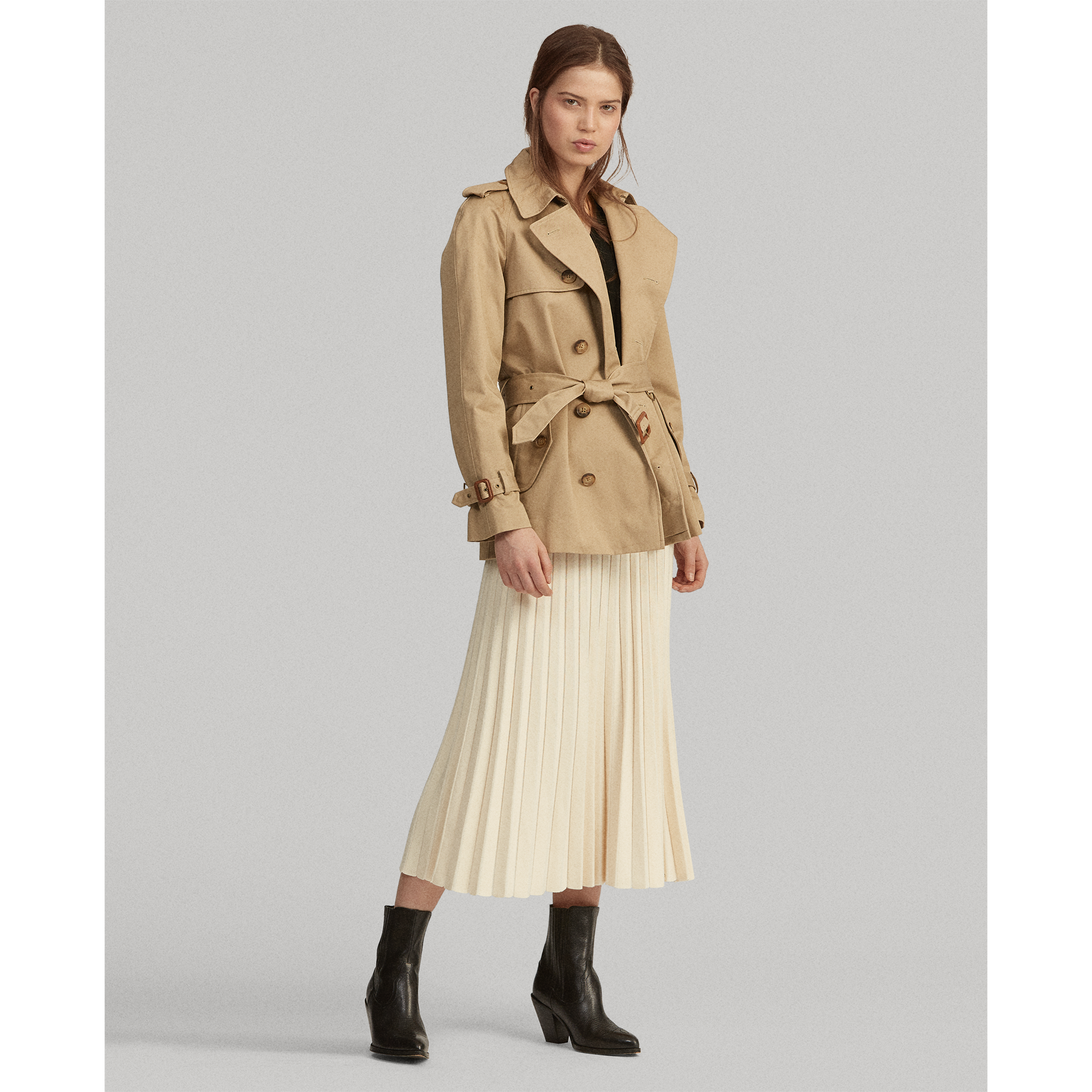 Ralph Lauren Pleated Merino Wool Midi Skirt. 1