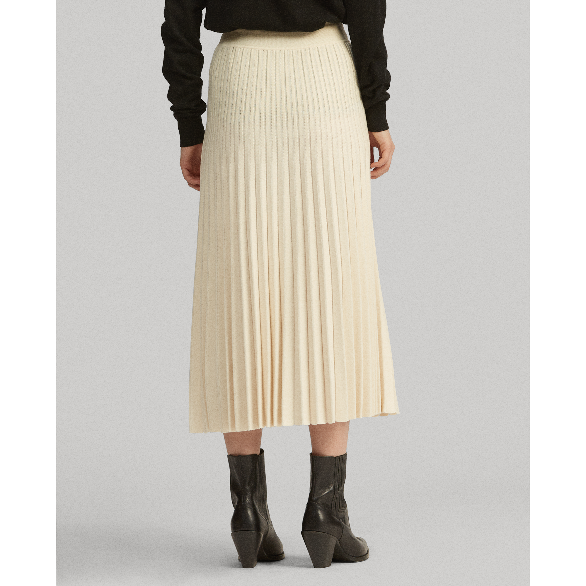 Ralph Lauren Pleated Merino Wool Midi Skirt. 4