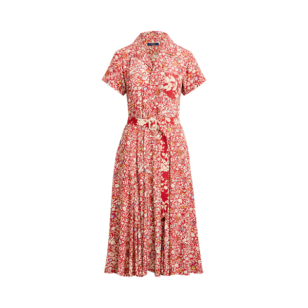 red floral fit and flare dress