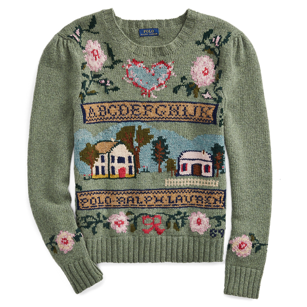 puff sleeve wool blend cardigan