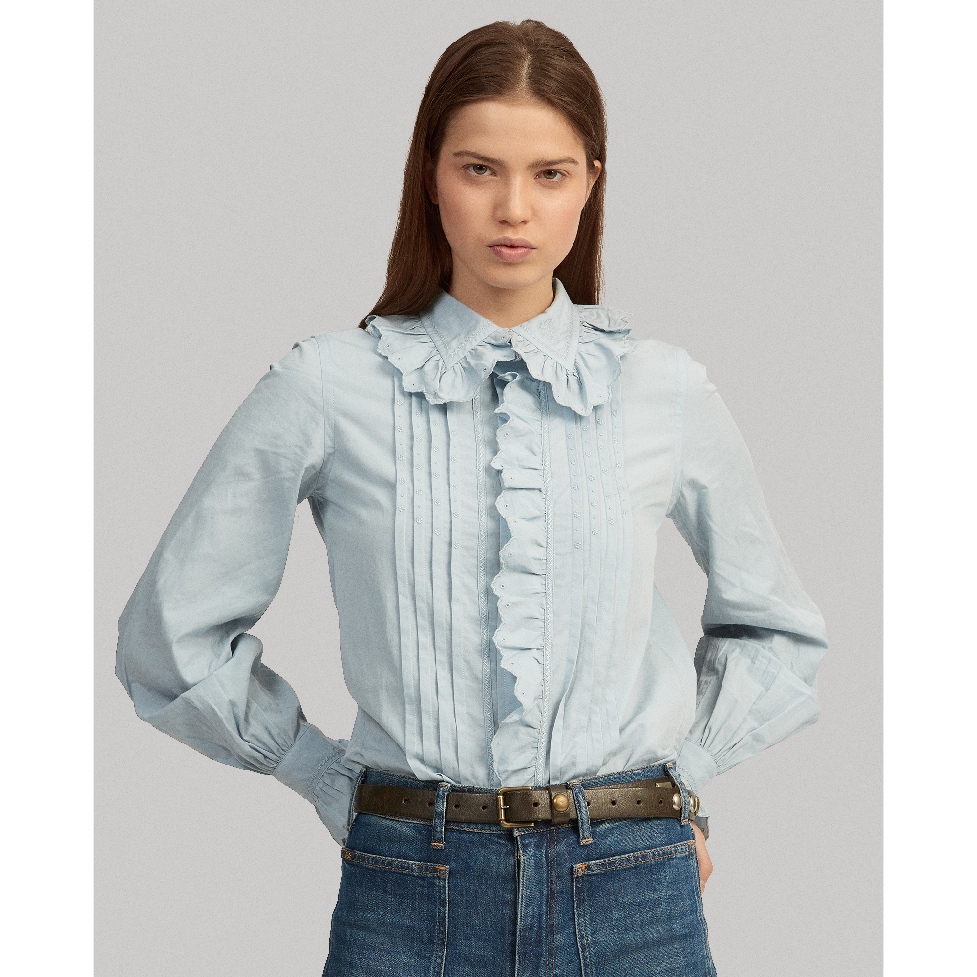 Ralph Lauren Ruffled Cotton Shirt. 1