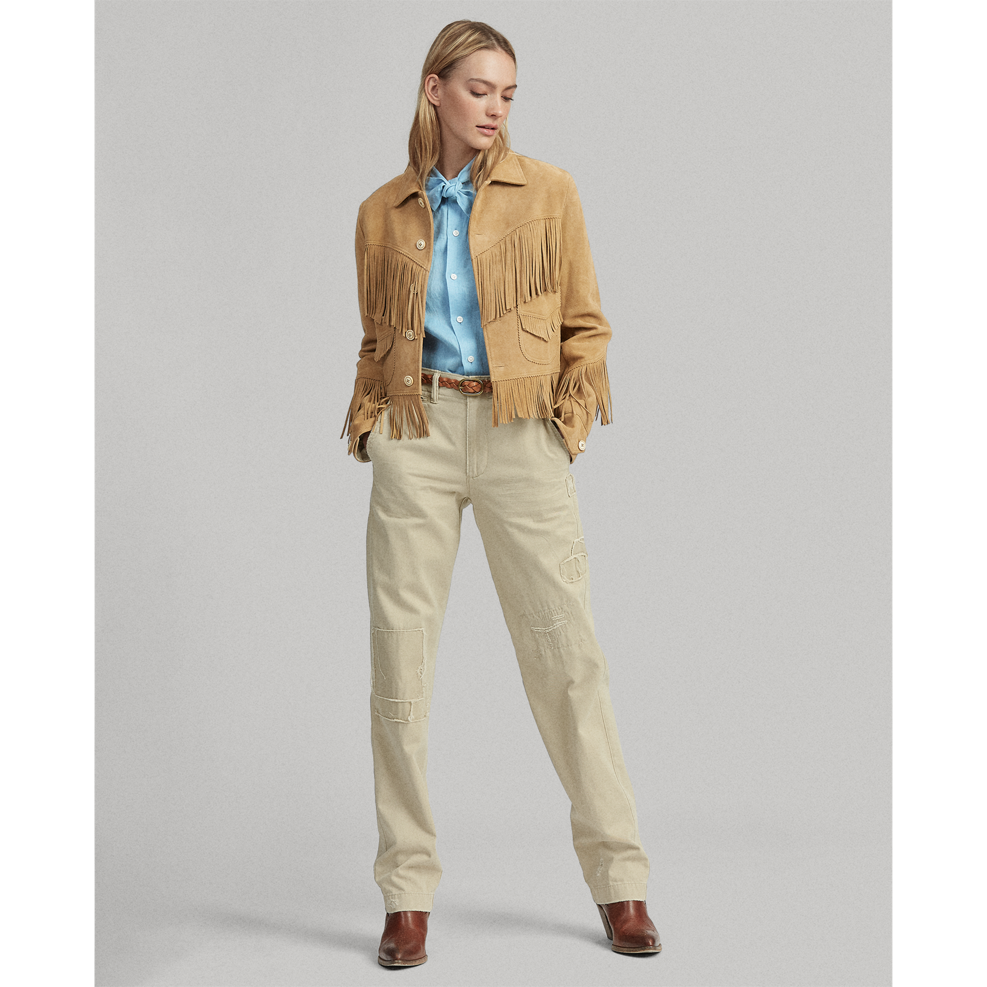 Ralph Lauren Veste en daim à bordure frangée. 3