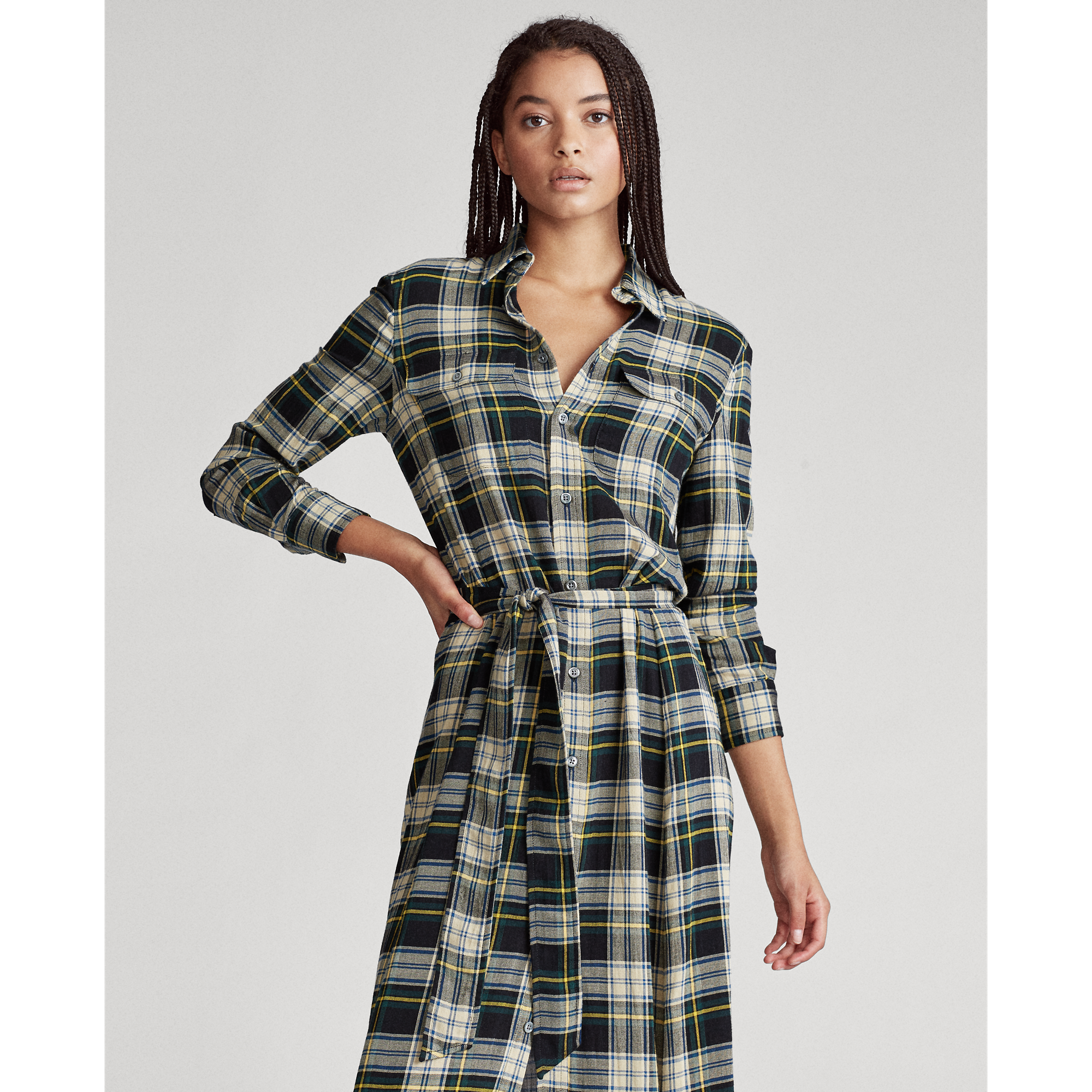 Ralph Lauren Robe-chemise écossaise en coton mélangé. 1