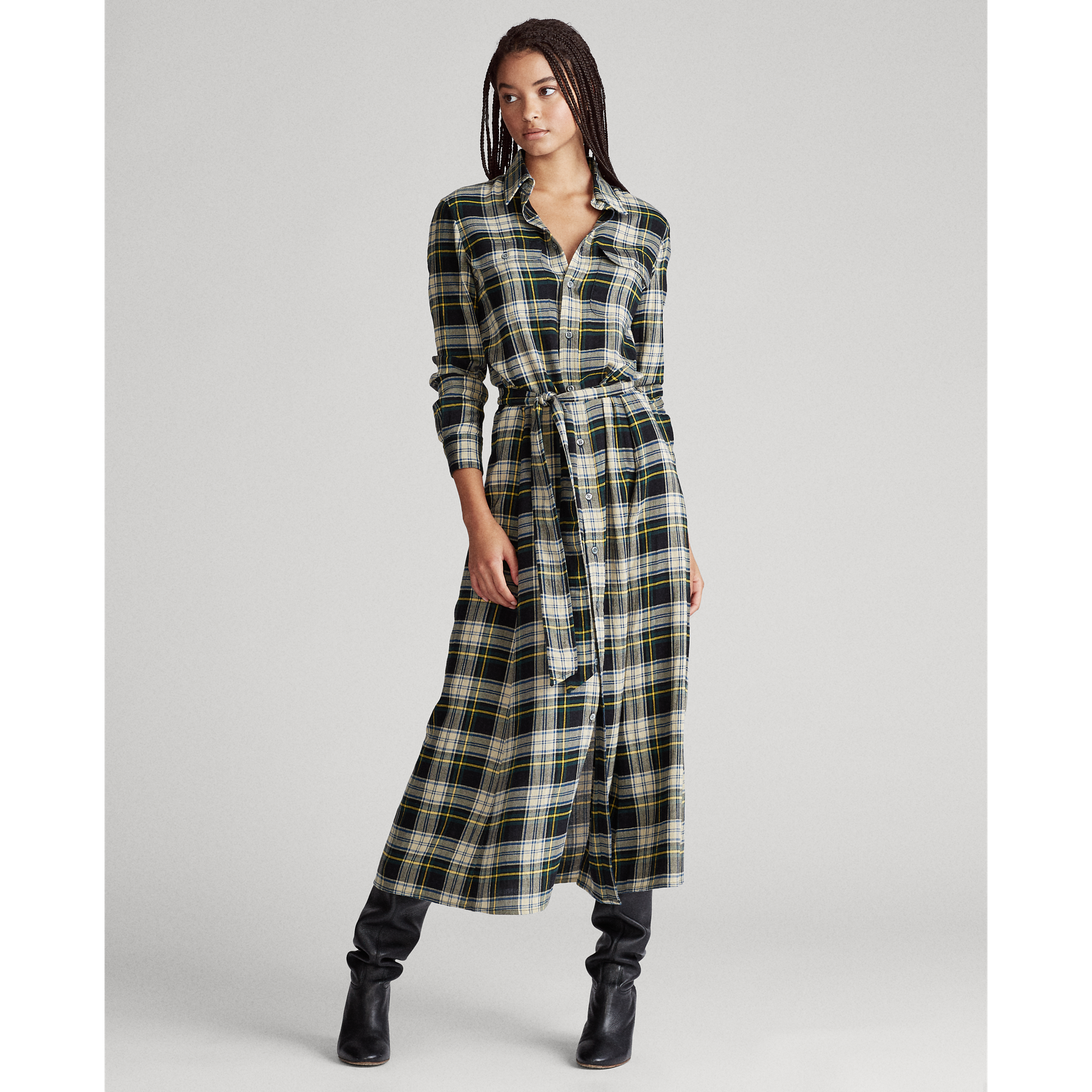 Ralph Lauren Robe-chemise écossaise en coton mélangé. 3