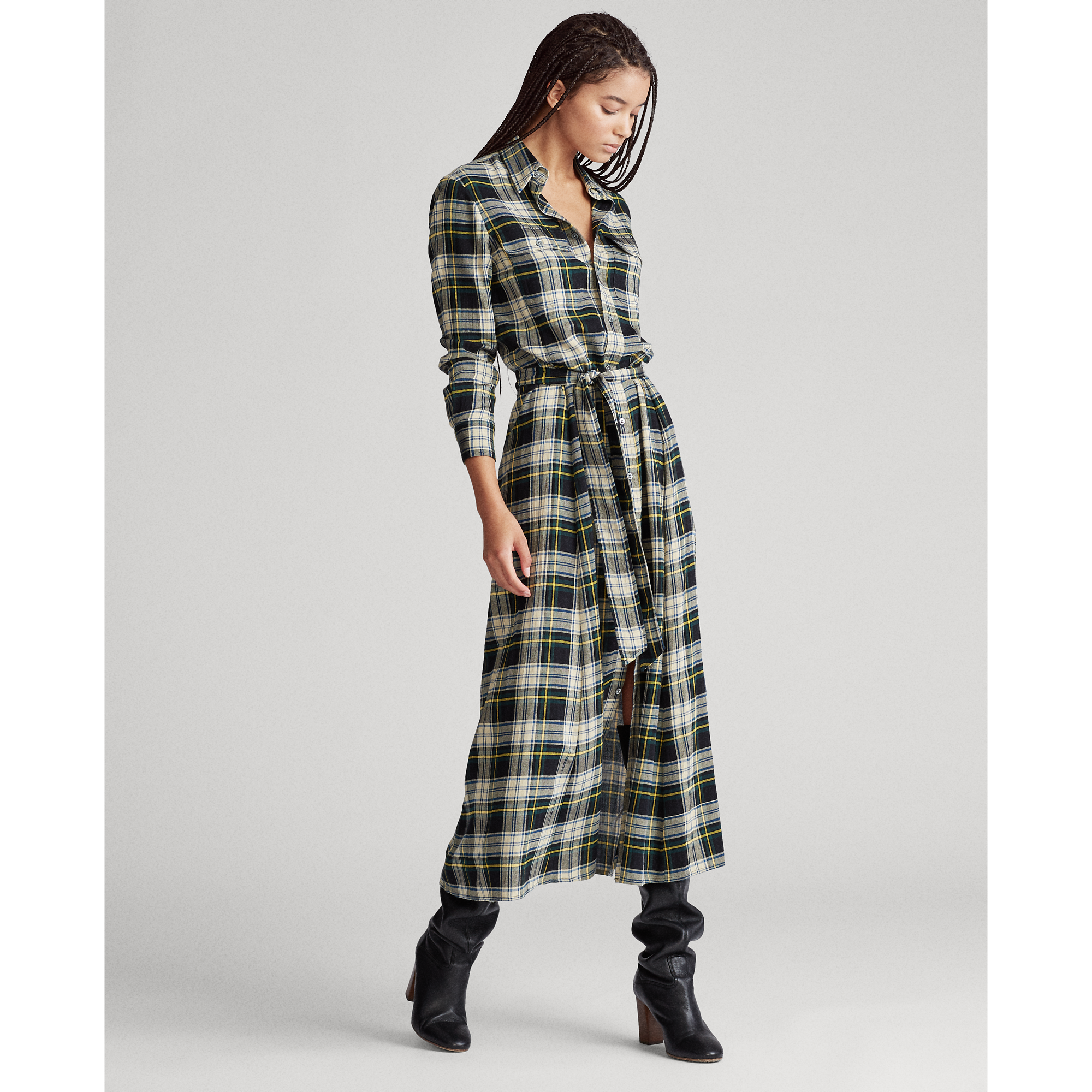 Ralph Lauren Robe-chemise écossaise en coton mélangé. 4