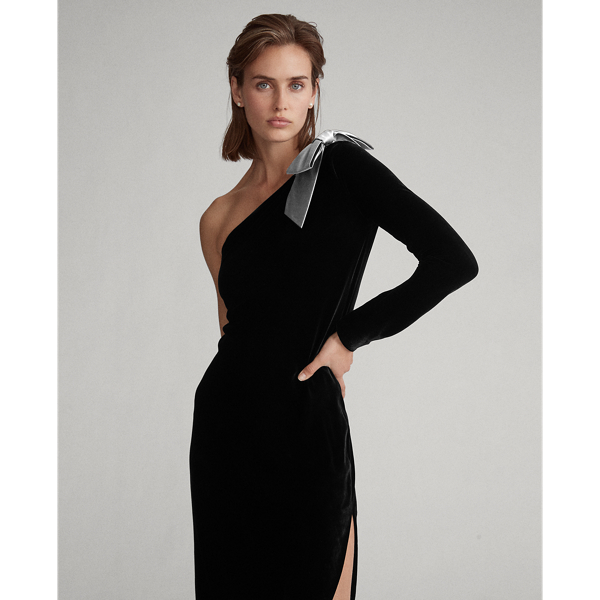 ralph lauren blue velvet dress