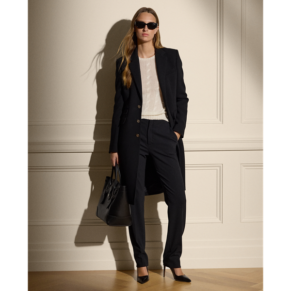 Shop Ralph Lauren Simone Wool Crepe Pant In Navy