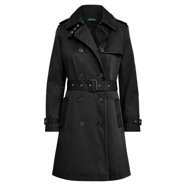 ralph lauren faux leather trim trench coat