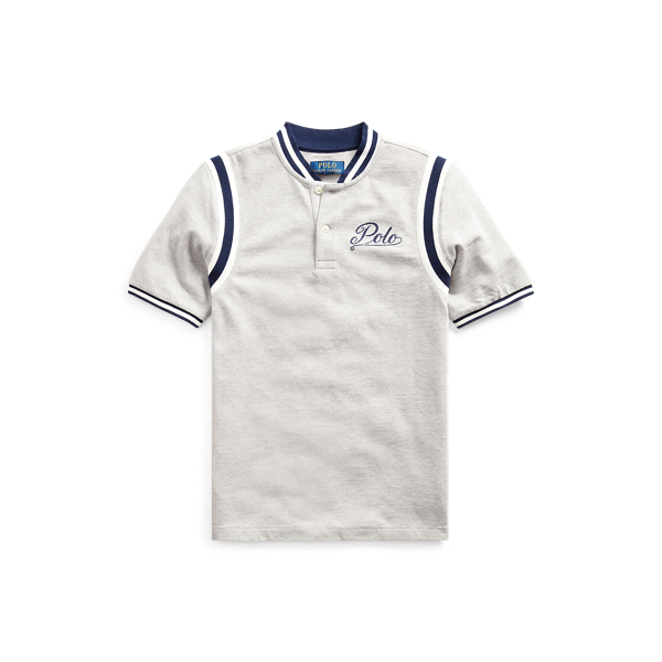 cotton mesh graphic polo shirt