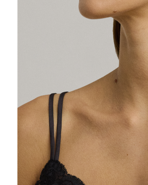 This satin pyjama set is enhanced by delicate lace trim and cut for a relaxed fit.