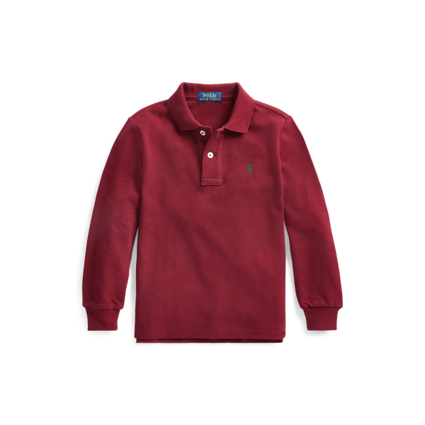 Polo Ralph Lauren Kids' Cotton Mesh Long-sleeve Polo Shirt In Classic Wine