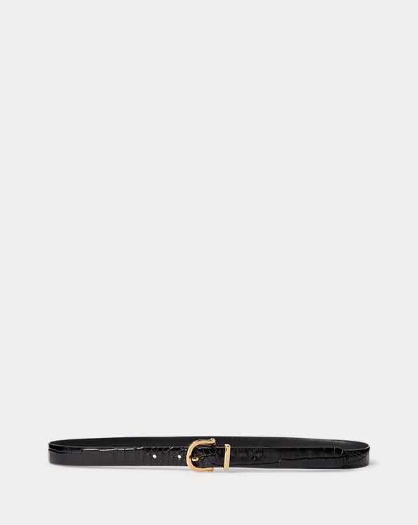 Cintura in vacchetta con anello a DPolo Ralph Lauren in Pelle di colore Nero Donna Cinture da Cinture Polo Ralph Lauren 