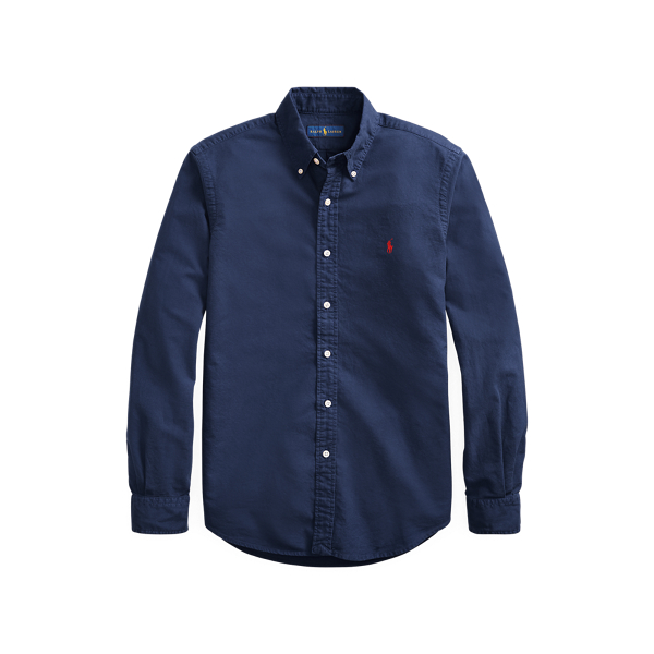 Polo Ralph Lauren Garment-dyed Oxford Shirt In Navy