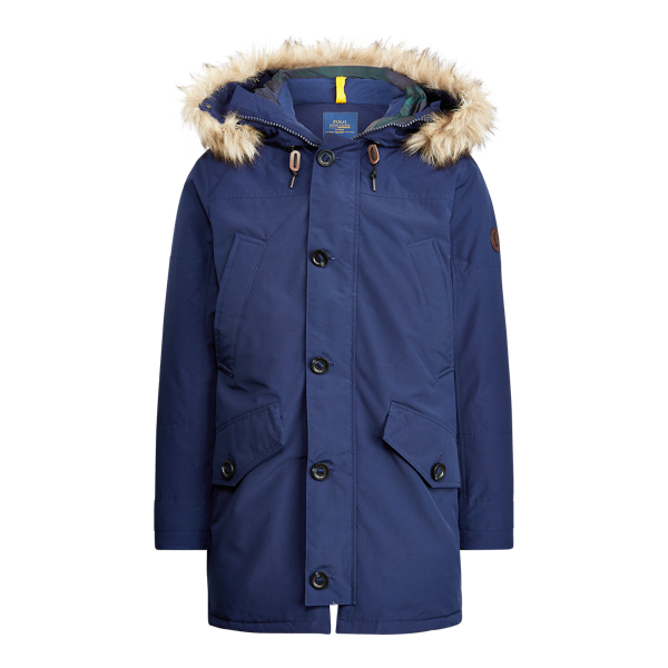 lauren ralph lauren faux fur trim down & feather fill parka