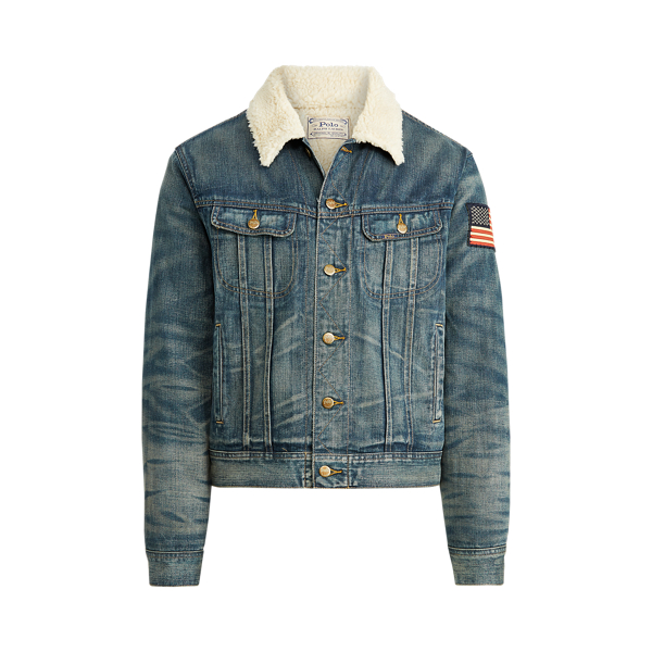 men's polo bear blue jean jacket cuffed hat