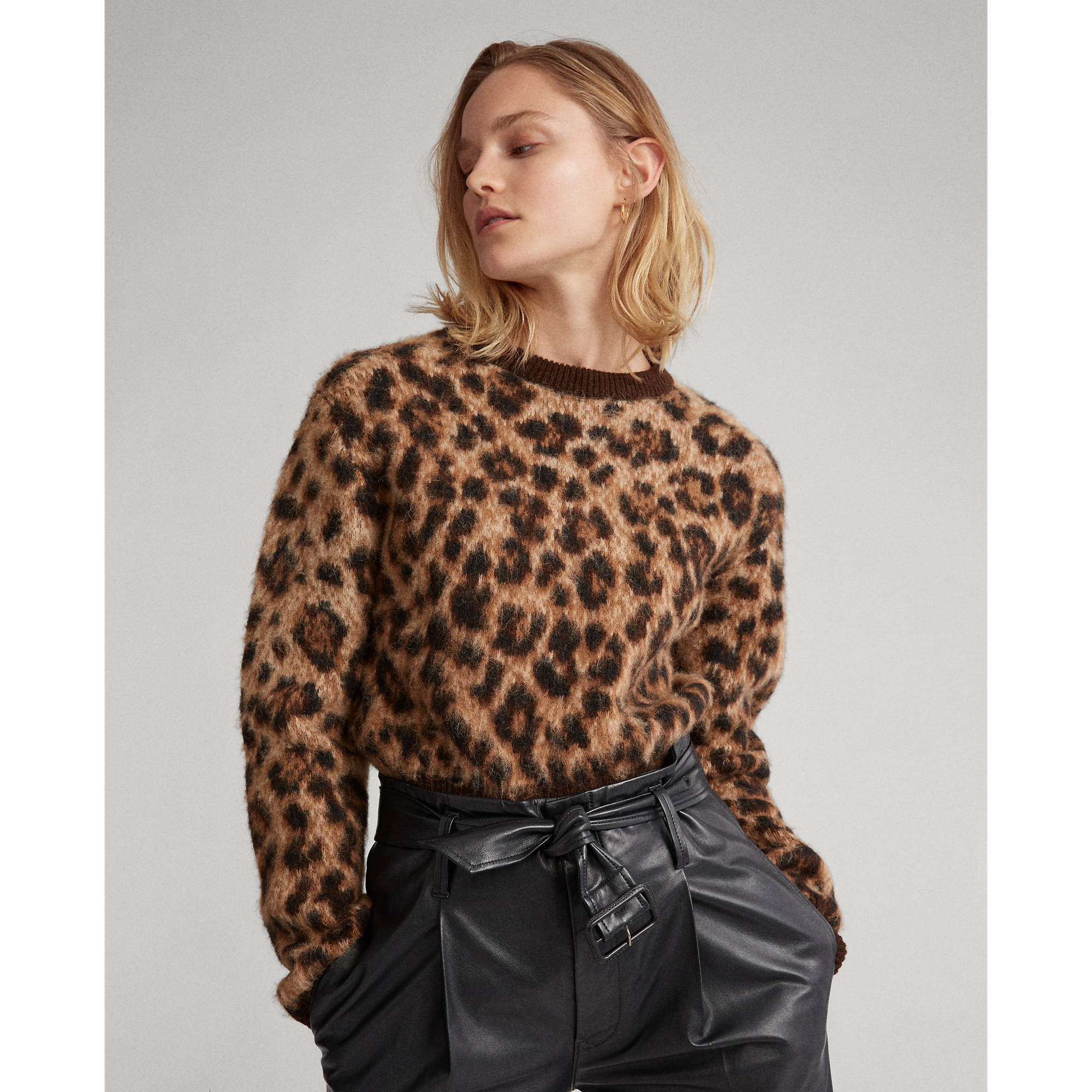 Ralph Lauren Leopard-Print Wool Sweater. 1