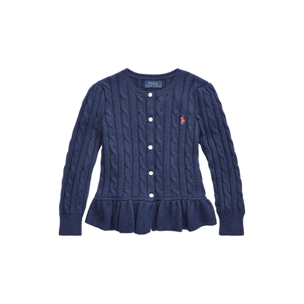 Cable Peplum Cotton Cardigan