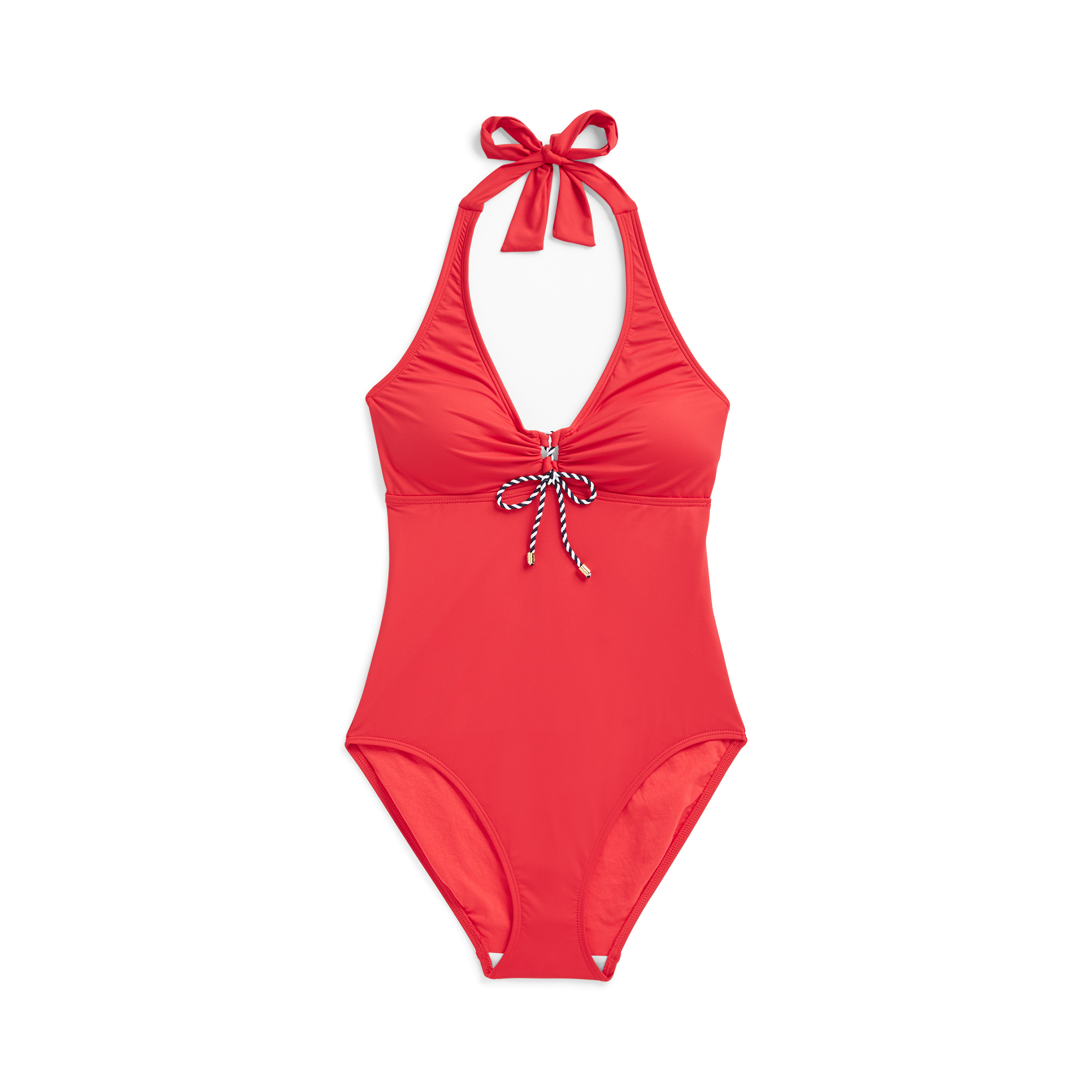 Ralph Lauren Lace-Front Halter One-Piece. 1