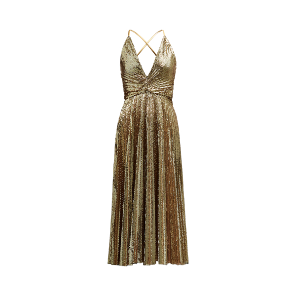 ralph lauren gold sequin dress