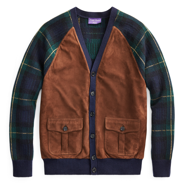 Purple Label Suede-Cashmere Cardigan 1