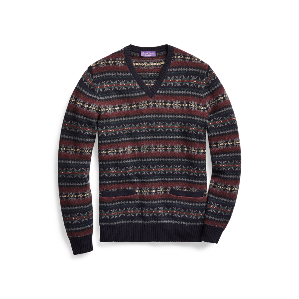 Purple Label Fair Isle V-Neck Sweater 1