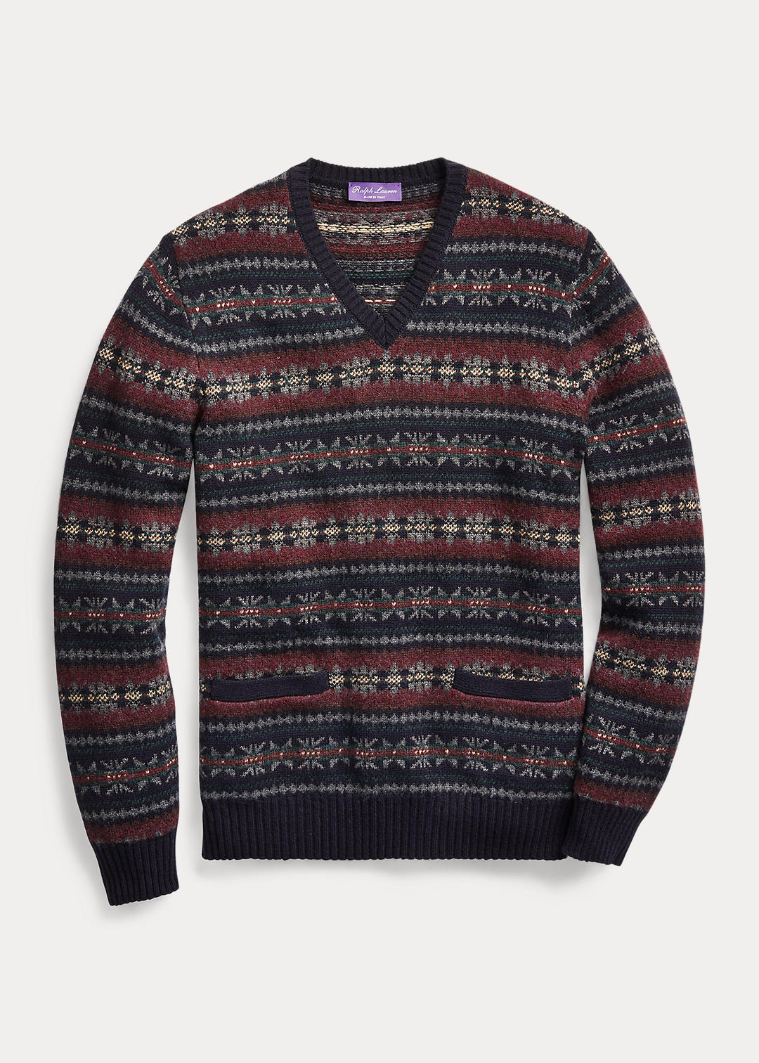 Purple Label Fair Isle V-Neck Sweater 1