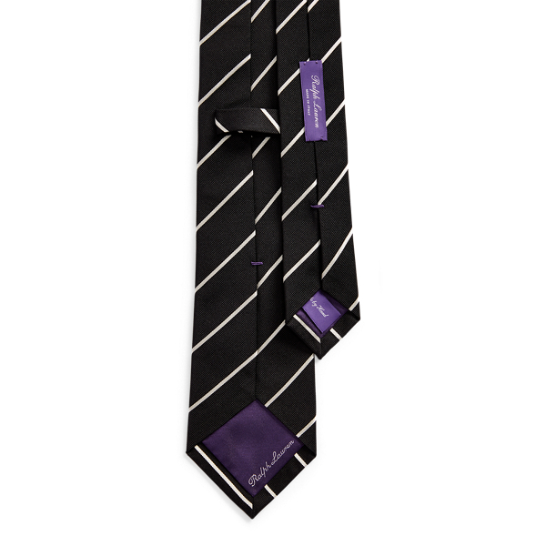 Polo Ralph Lauren Striped Silk Faille Tie In Black