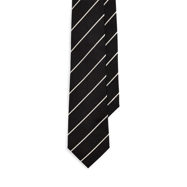 Polo Ralph Lauren Striped Silk Faille Tie In Black