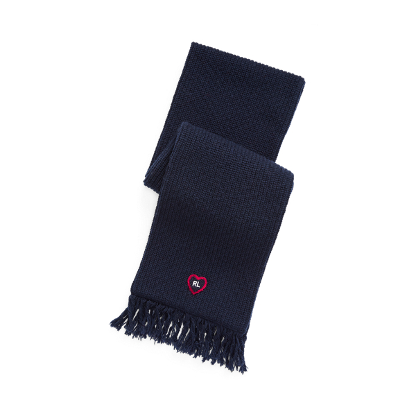 Heart-Patch Wool-Blend Scarf