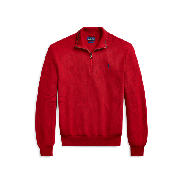 Mesh-Knit Cotton Quarter-Zip Jumper for Men | Ralph Lauren® UK