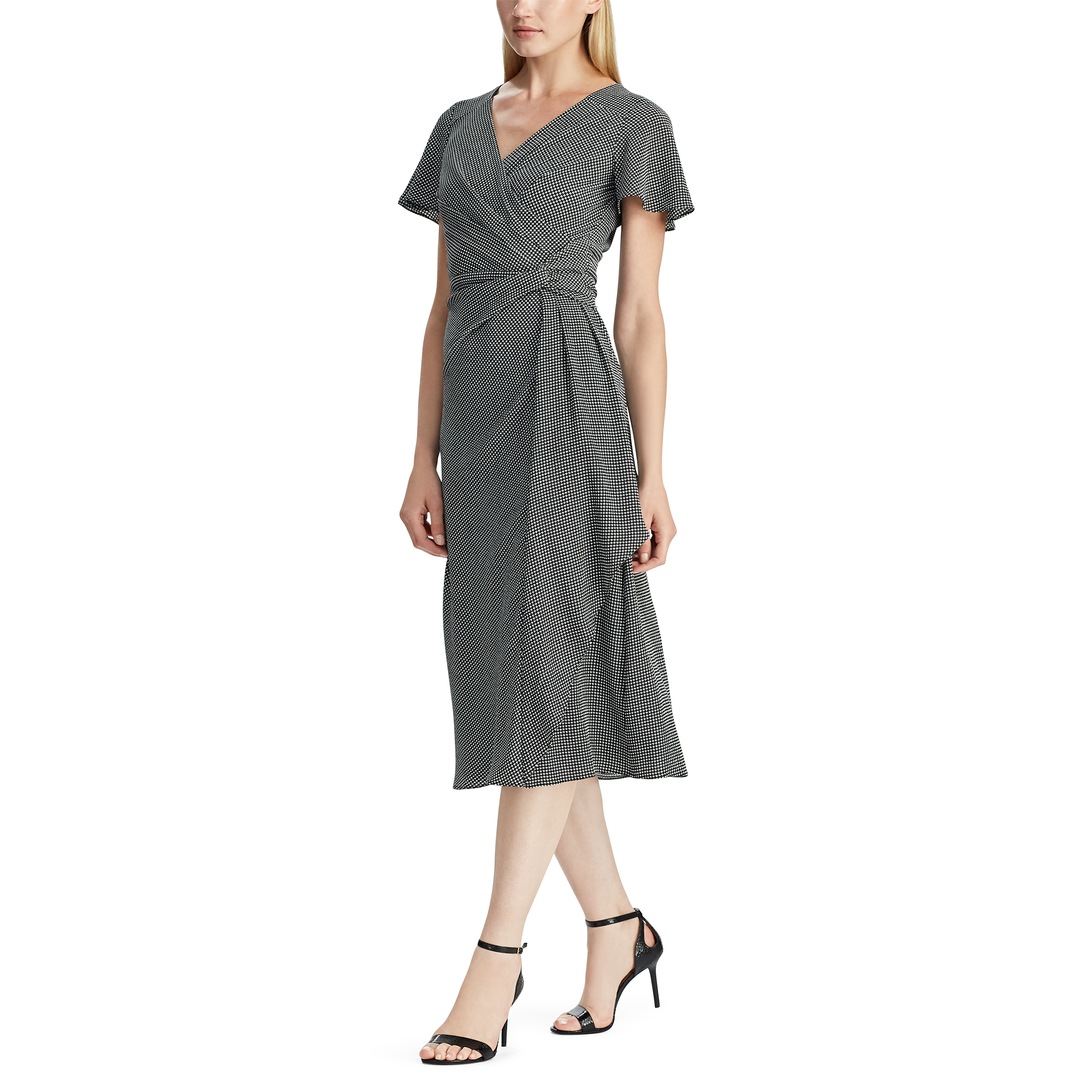 Ralph Lauren Houndstooth-Print Crepe Dress. 2