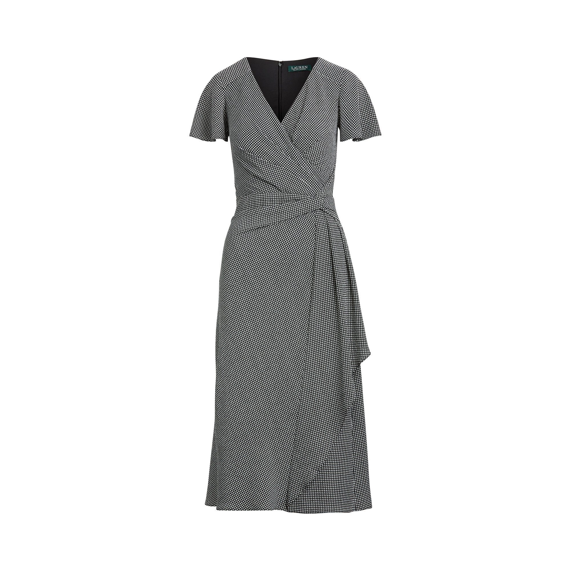 Ralph Lauren Houndstooth-Print Crepe Dress. 1