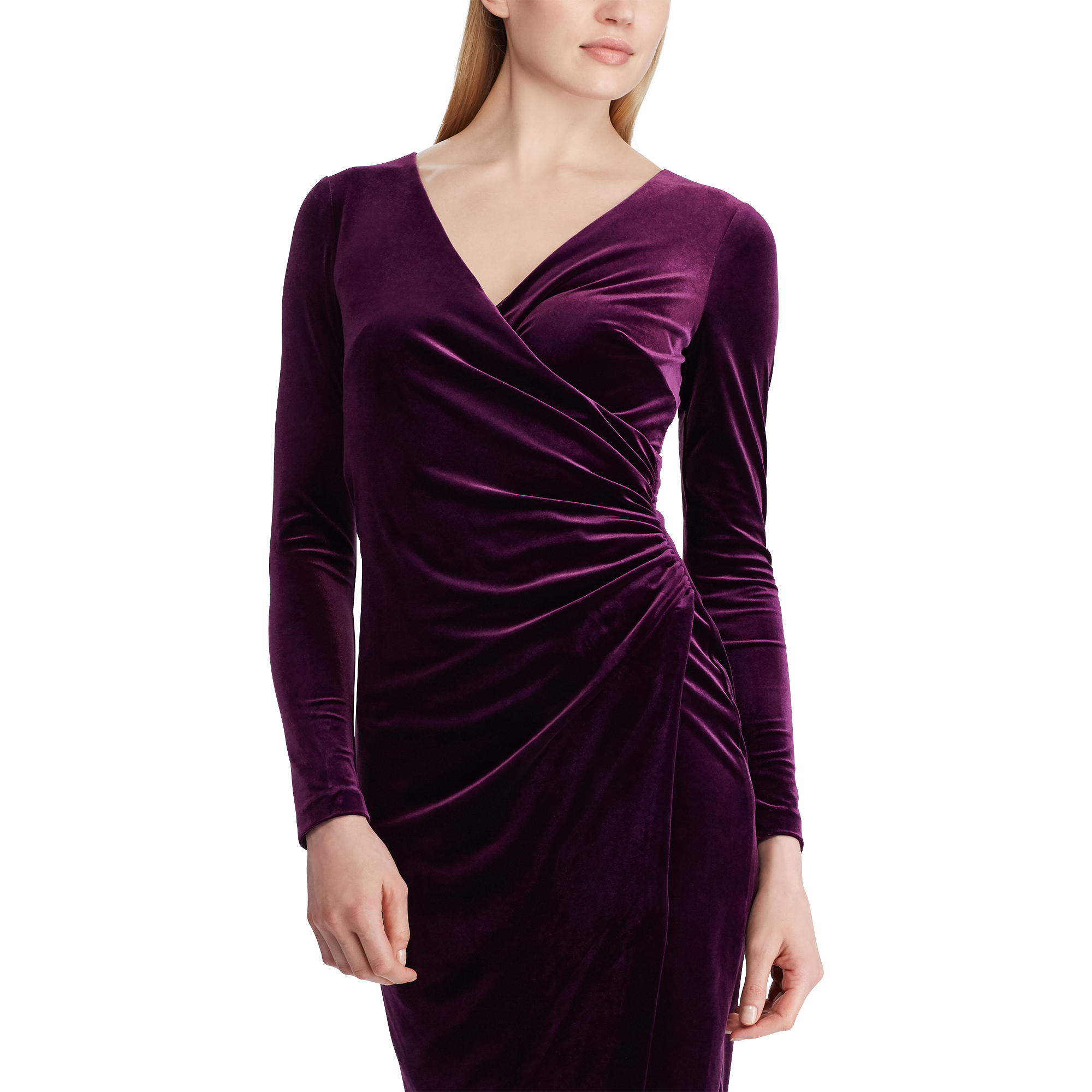 Ralph Lauren Robe encolure en V croisée velours. 3