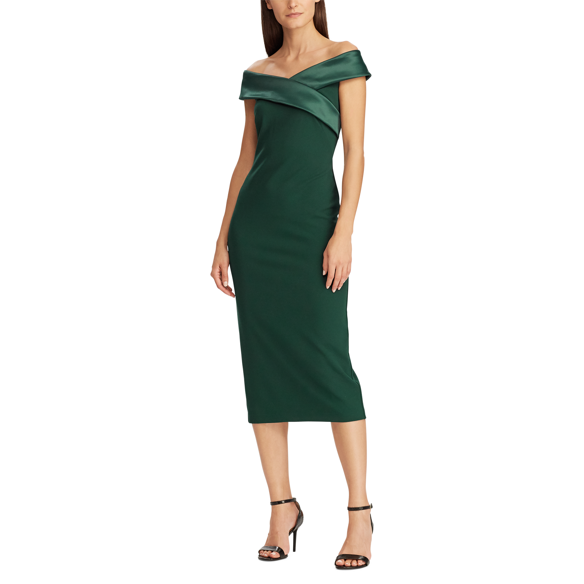 Ralph Lauren Satin-Collar Cocktail Dress. 2