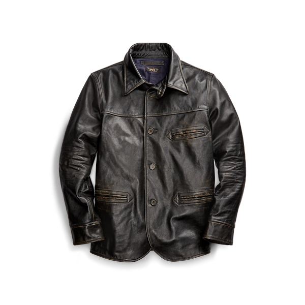 polo leather jacket black