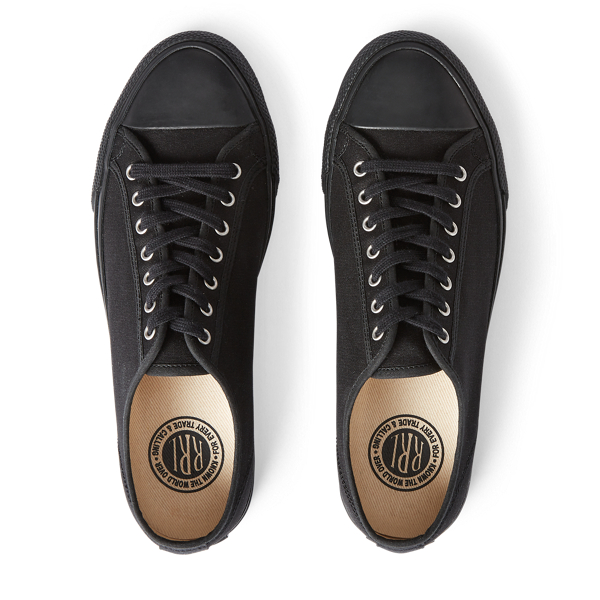 Double Rl Canvas Sneaker In Black
