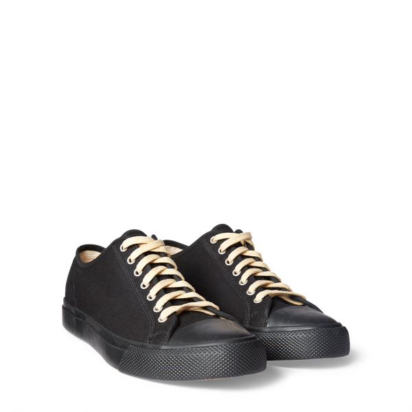 Double Rl Canvas Sneaker In Black