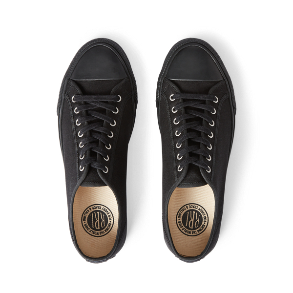 Double Rl Canvas Sneaker In Black