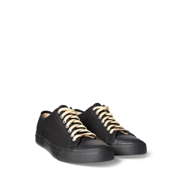 Double Rl Canvas Sneaker In Black