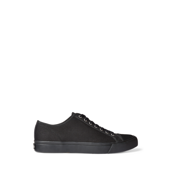 Double Rl Canvas Sneaker In Black
