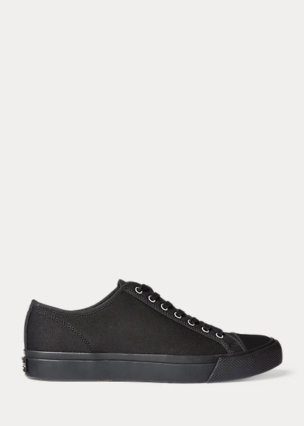 Double Rl Canvas Sneaker In Black