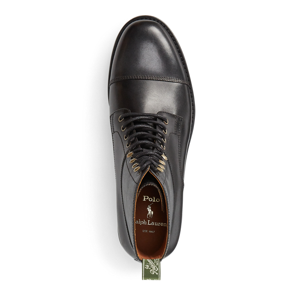 Polo Ralph Lauren Bryson Cap-toe Leather Boot In Black