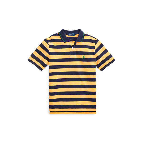 striped cotton mesh polo shirt