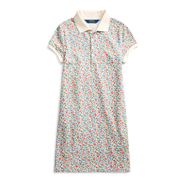 Floral Stretch Mesh Polo Dress