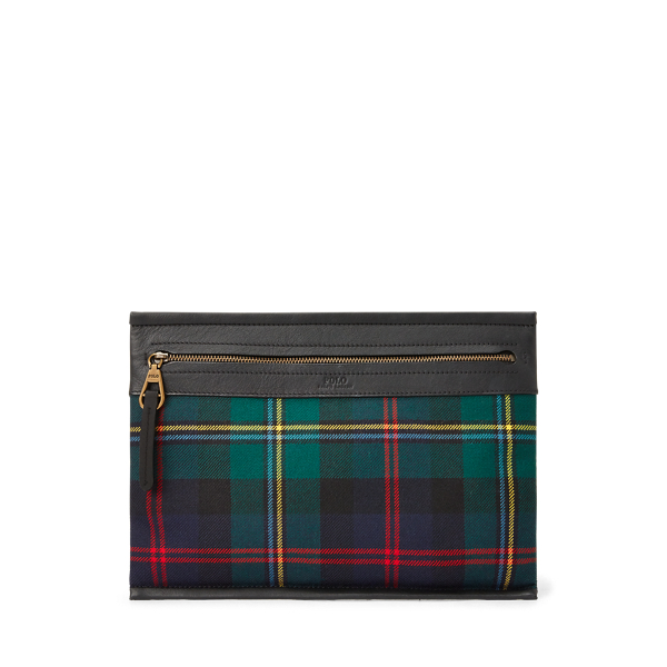 Tartan-Print Wool Pouch