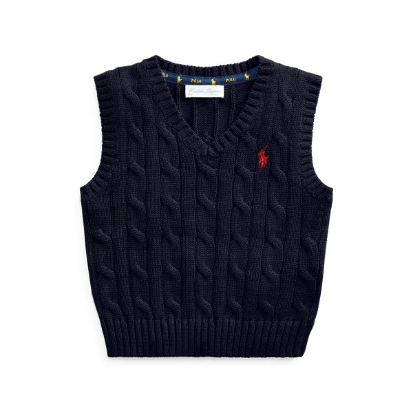 Ralph Lauren Bambino Abbigliamento Cappotti e giubbotti Gilet Gilet in maglia di cotone a trecce 