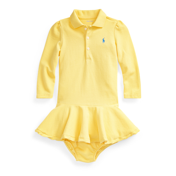 Stretch Cotton Mesh Polo Dress