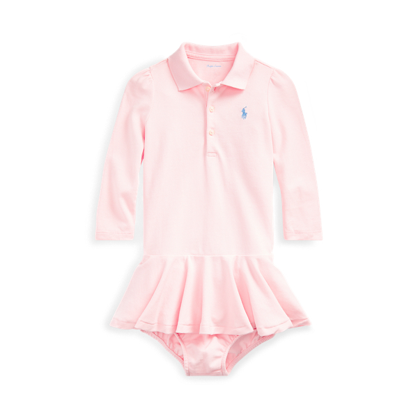 Stretch Cotton Mesh Polo Dress