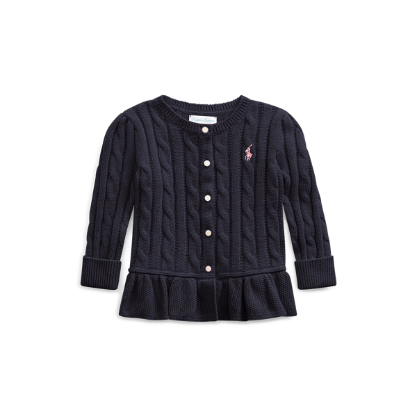 Peplum Cable Cotton Cardigan