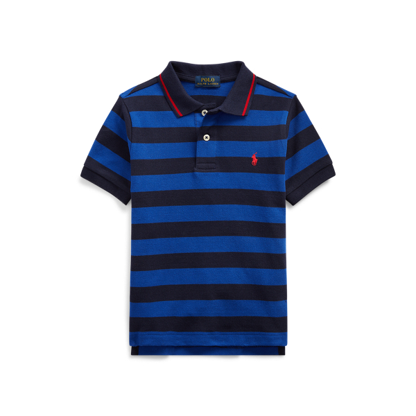 Striped Cotton Mesh Polo Shirt